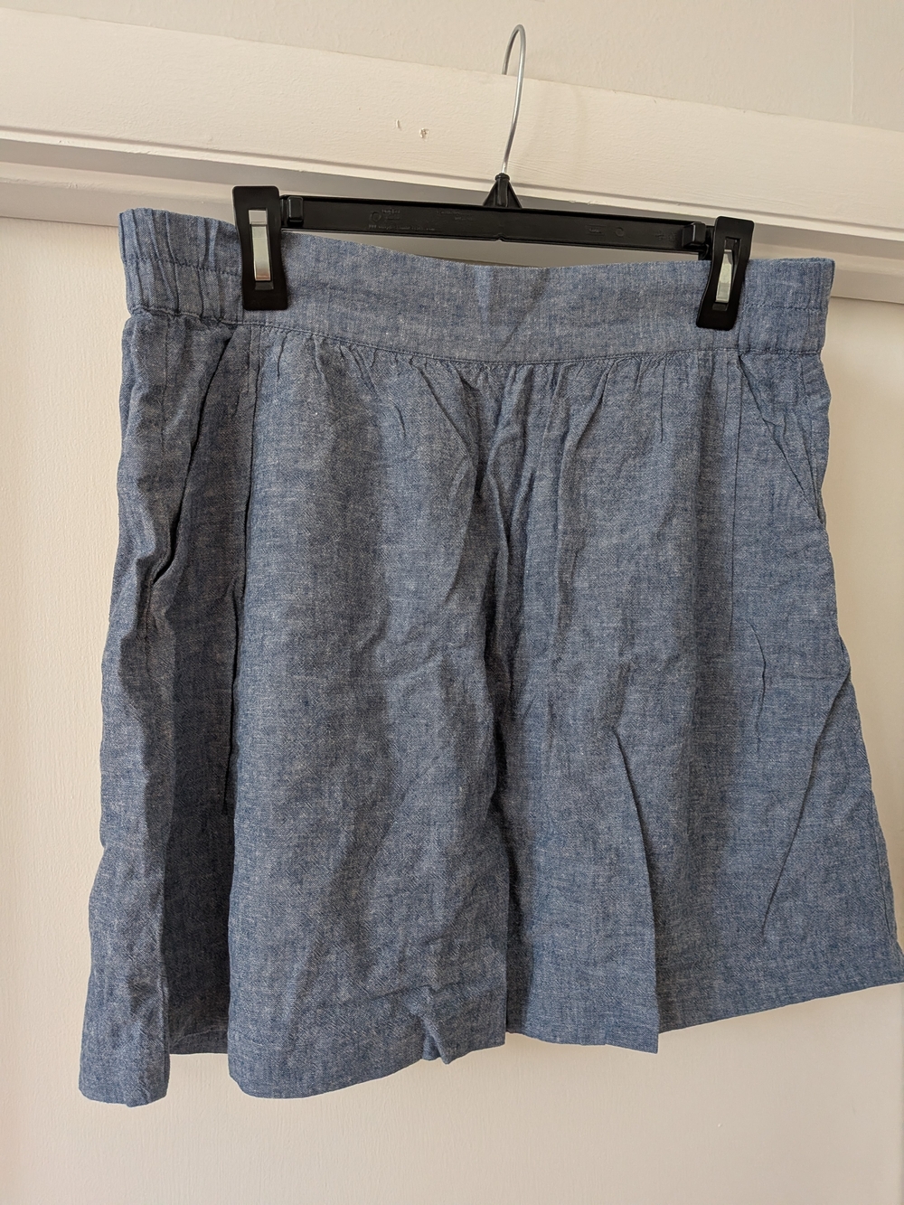 LOFT Chambray Blue Linen-Blend Skirt